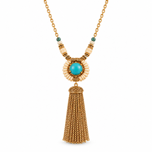Awabeta® Bohemian-Style Gold Fringe Necklace