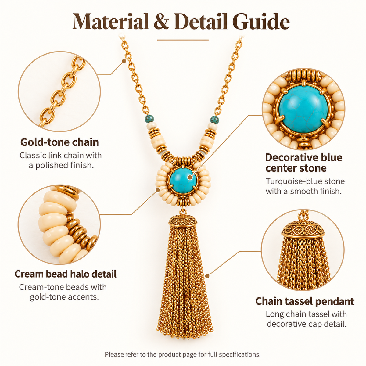 Awabeta® Bohemian-Style Gold Fringe Necklace
