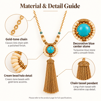 Awabeta® Bohemian-Style Gold Fringe Necklace
