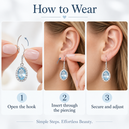 Awabeta® Silver-Tone Oval Blue Crystal Drop Earrings