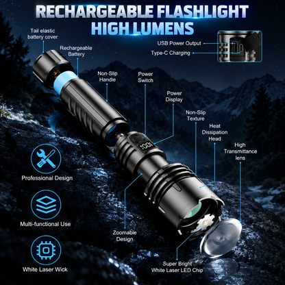 Super Bright Ultimate Tactical Survival Flashlight  · 80X Brighter ·120H Runtime