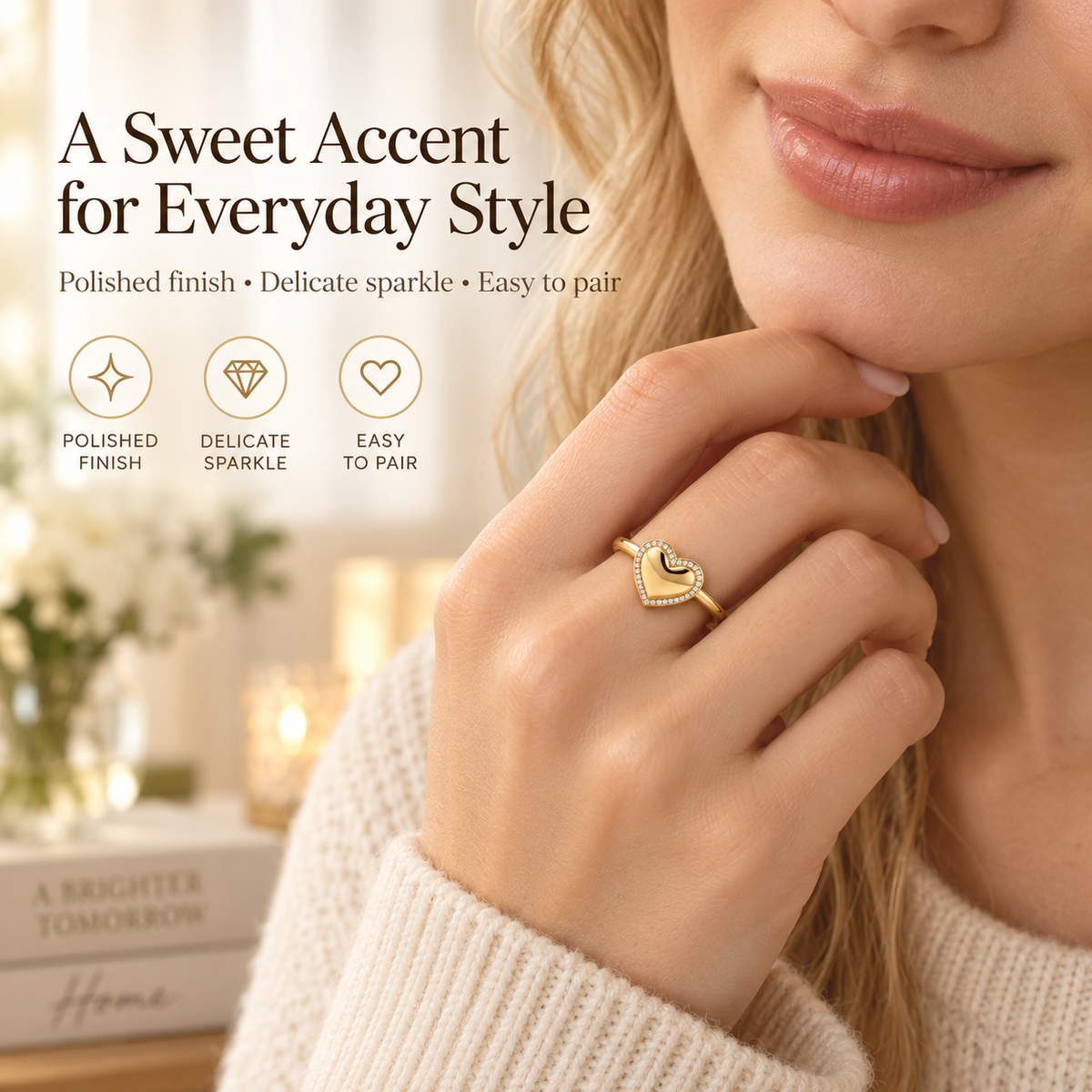 Awabeta Gold-Tone Adjustable Ring with Simulated Crystal Accents
