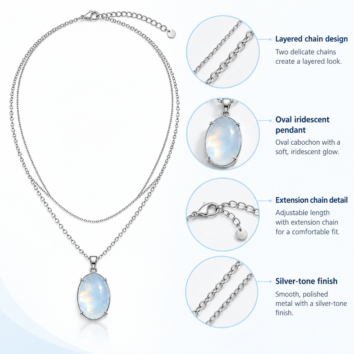 Awabeta®  Silver-Toned One-Piece Double-Layer Stackable Necklace