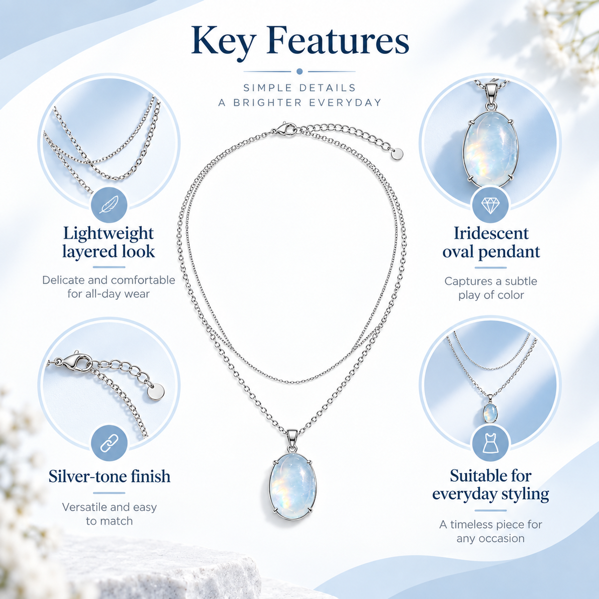 Awabeta®  Silver-Toned One-Piece Double-Layer Stackable Necklace