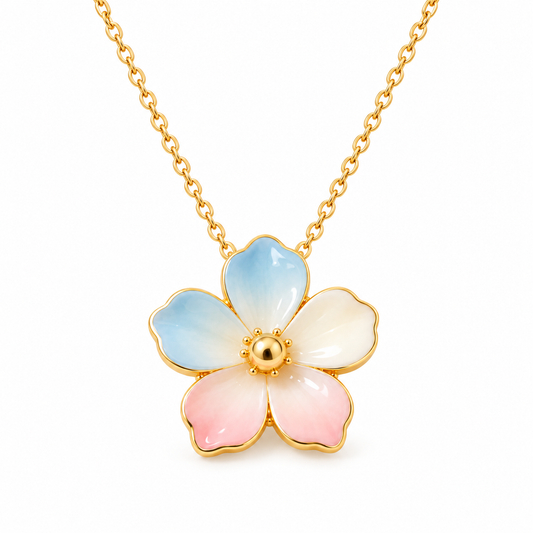 Awabeta® Gold-Tone Pastel Flower Pendant Necklace