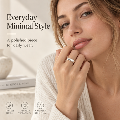 Awabeta® Silver‑Tone Minimal Open Cuff Adjustable Ring
