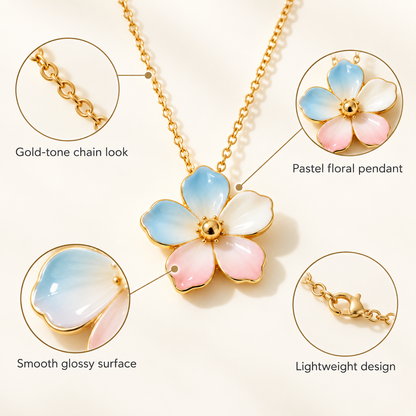 Awabeta® Gold-Tone Pastel Flower Pendant Necklace