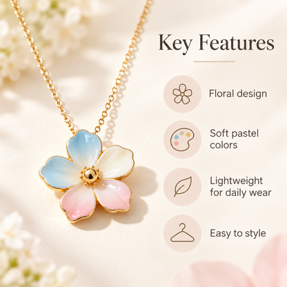 Awabeta® Gold-Tone Pastel Flower Pendant Necklace