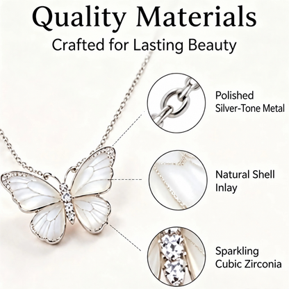 Awabeta® Silver Shell Butterfly Necklace