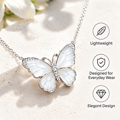 Awabeta® Silver Shell Butterfly Necklace