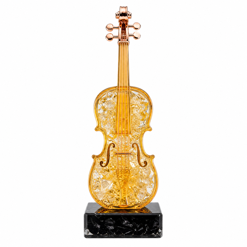 Luxury Crystal Violin Figurine – Elegant Music-Themed Desk Decor for Home, Office, Bookshelf & Living Room