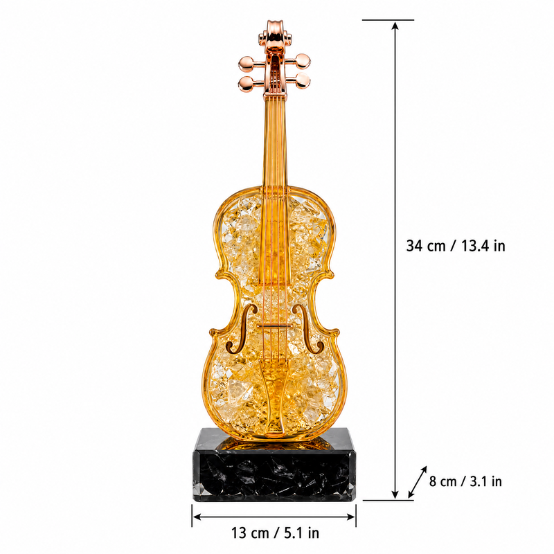 Luxury Crystal Violin Figurine – Elegant Music-Themed Desk Decor for Home, Office, Bookshelf & Living Room