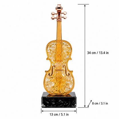 Luxury Crystal Violin Figurine – Elegant Music-Themed Desk Decor for Home, Office, Bookshelf & Living Room
